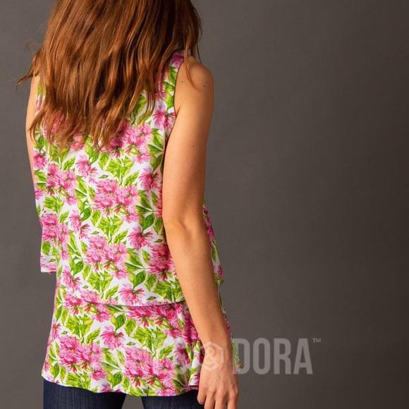 Agnes & Dora Tiered Tunic Breezy Floral Mini Dress Sleeveless Sz M - Picture 4 of 14